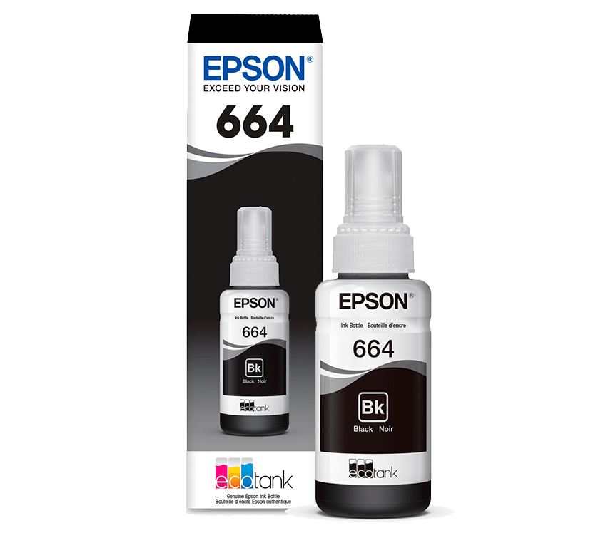 Epson T664 Ink Bottle - Black | Sagatronix